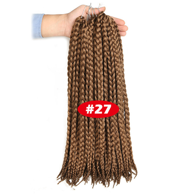 Crochet Box Braids Synthetic Hair 12 Roots Pure Colors Crochet Braiding Hair Extensions