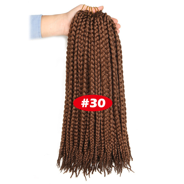 Crochet Box Braids Synthetic Hair 12 Roots Pure Colors Crochet Braiding Hair Extensions