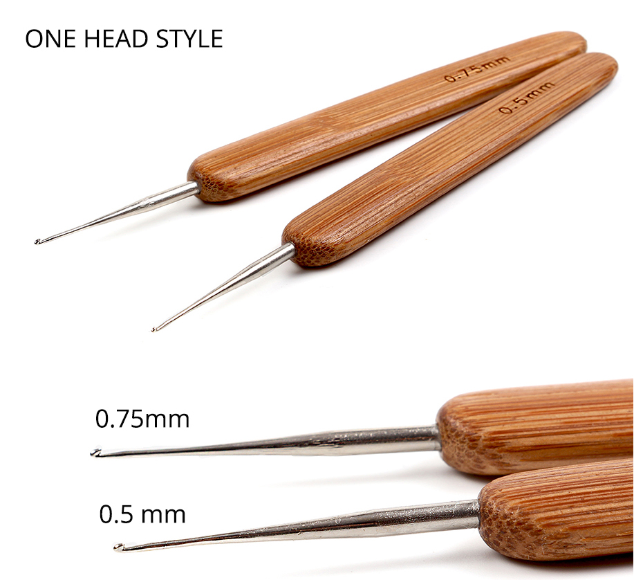 1/2/3 Hook Dreadlock Wood Handle Crochet Needle Hook For Dreadlocks Braids Hair Making Needle Tools