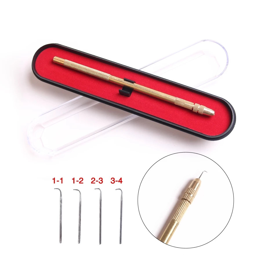 Ventilating Needle For Making Lace Frontal Golden Professional Lace Wig Needles With Copper Handle