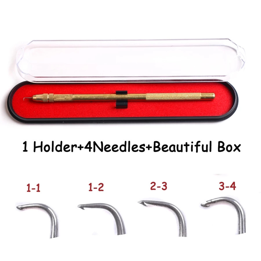 Ventilating Needle For Making Lace Frontal Golden Professional Lace Wig Needles With Copper Handle