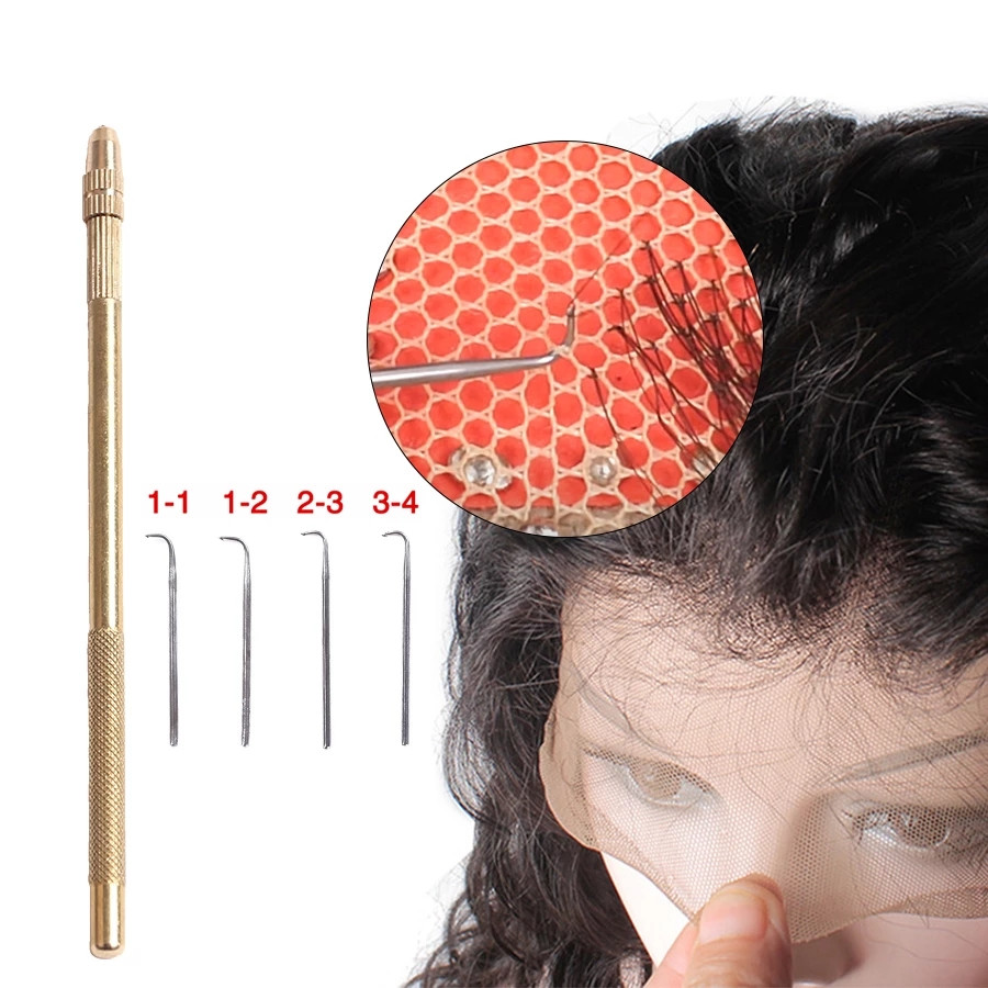 Ventilating Needle For Making Lace Frontal Golden Professional Lace Wig Needles With Copper Handle
