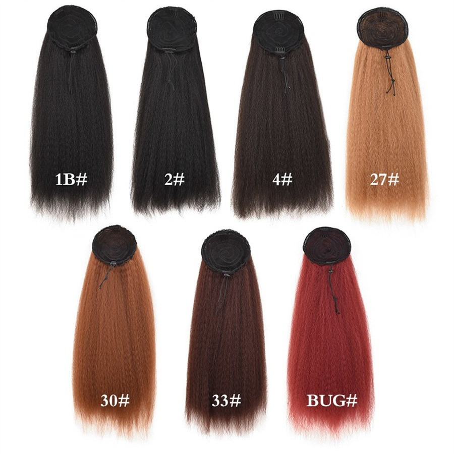 Adjustable Strap Kinky Curly Yaki Ponytail Hairpiece Comb Synthetic Pony Tail False  Hair Extension