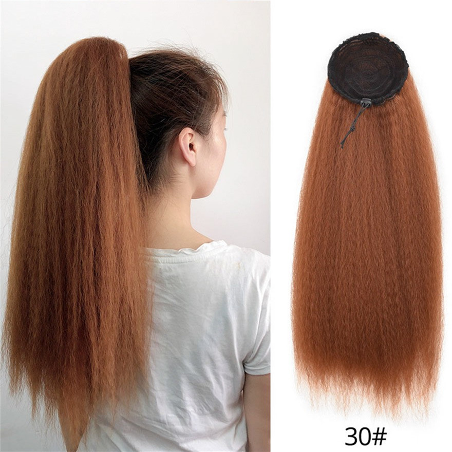 Adjustable Strap Kinky Curly Yaki Ponytail Hairpiece Comb Synthetic Pony Tail False  Hair Extension