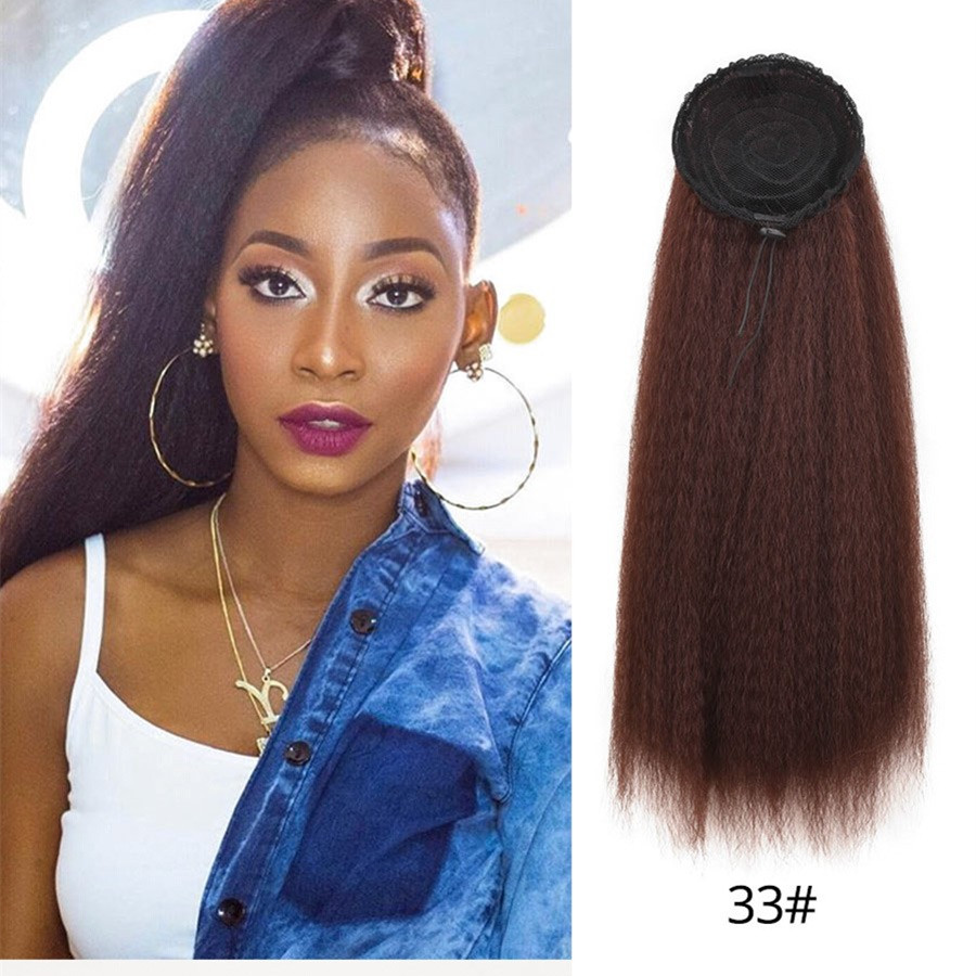 Adjustable Strap Kinky Curly Yaki Ponytail Hairpiece Comb Synthetic Pony Tail False  Hair Extension