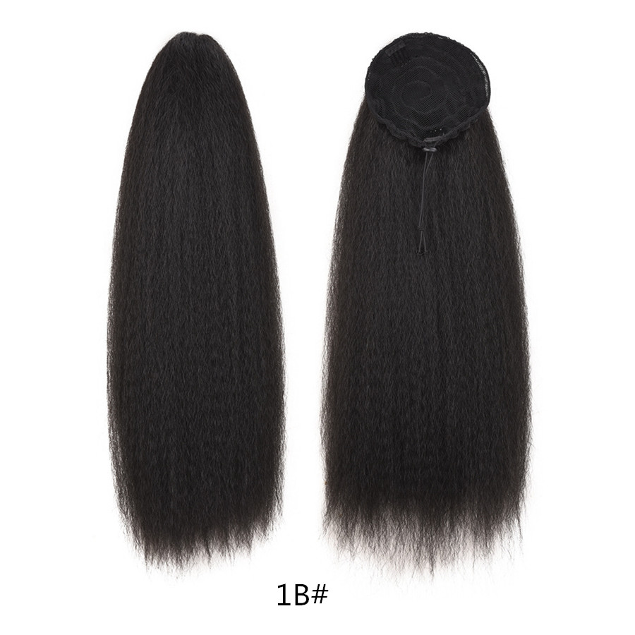 Adjustable Strap Kinky Curly Yaki Ponytail Hairpiece Comb Synthetic Pony Tail False  Hair Extension