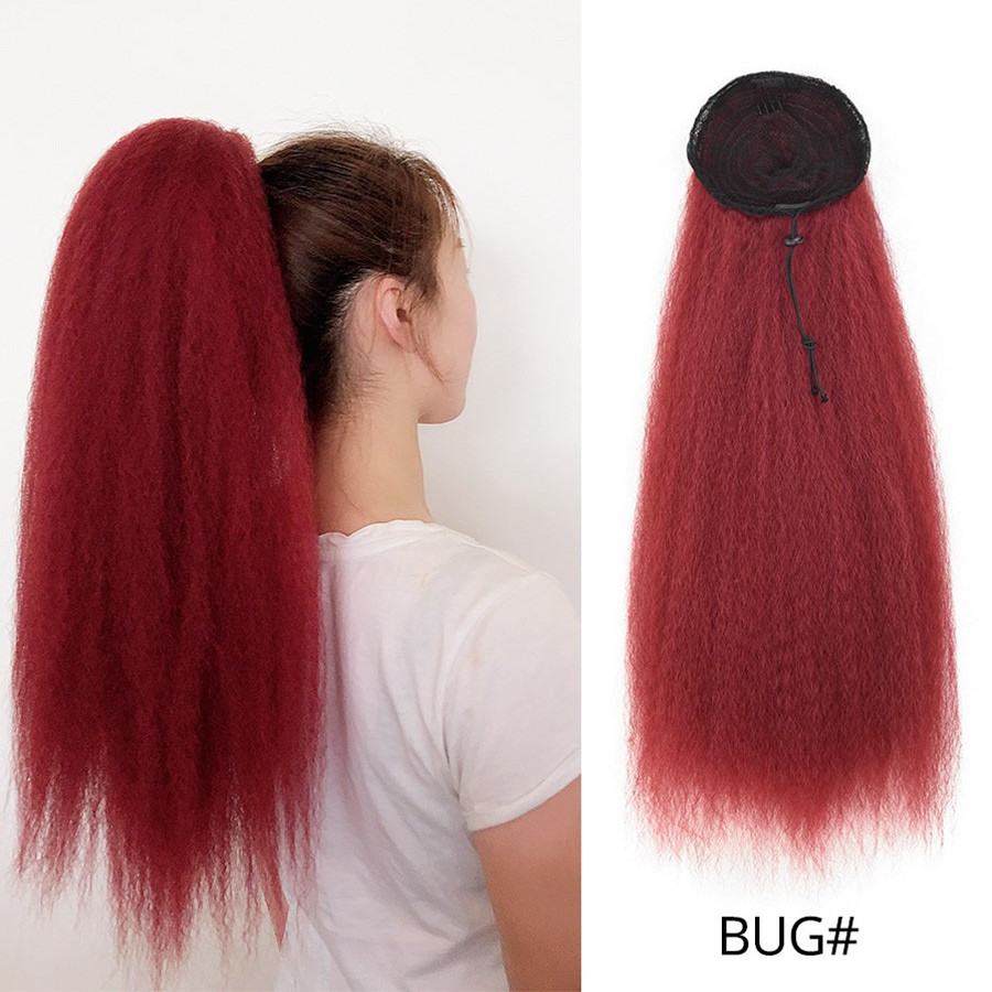 Adjustable Strap Kinky Curly Yaki Ponytail Hairpiece Comb Synthetic Pony Tail False  Hair Extension