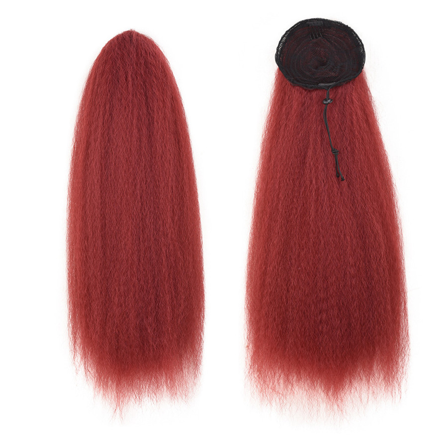 Adjustable Strap Kinky Curly Yaki Ponytail Hairpiece Comb Synthetic Pony Tail False  Hair Extension