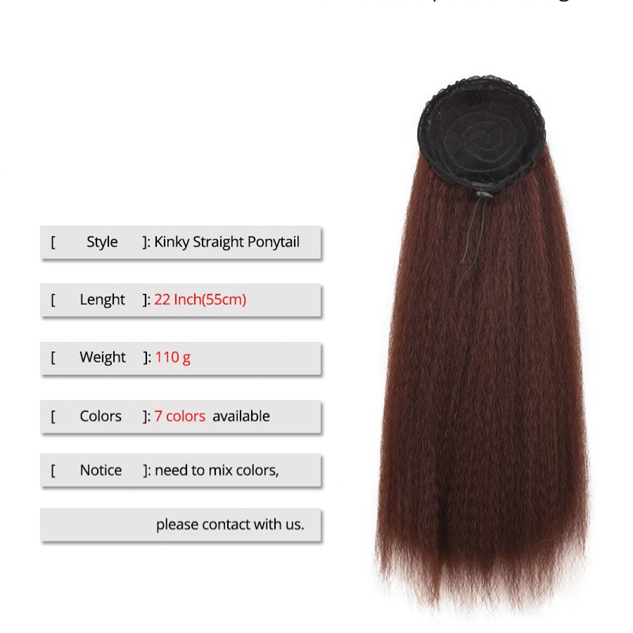 Adjustable Strap Kinky Curly Yaki Ponytail Hairpiece Comb Synthetic Pony Tail False  Hair Extension