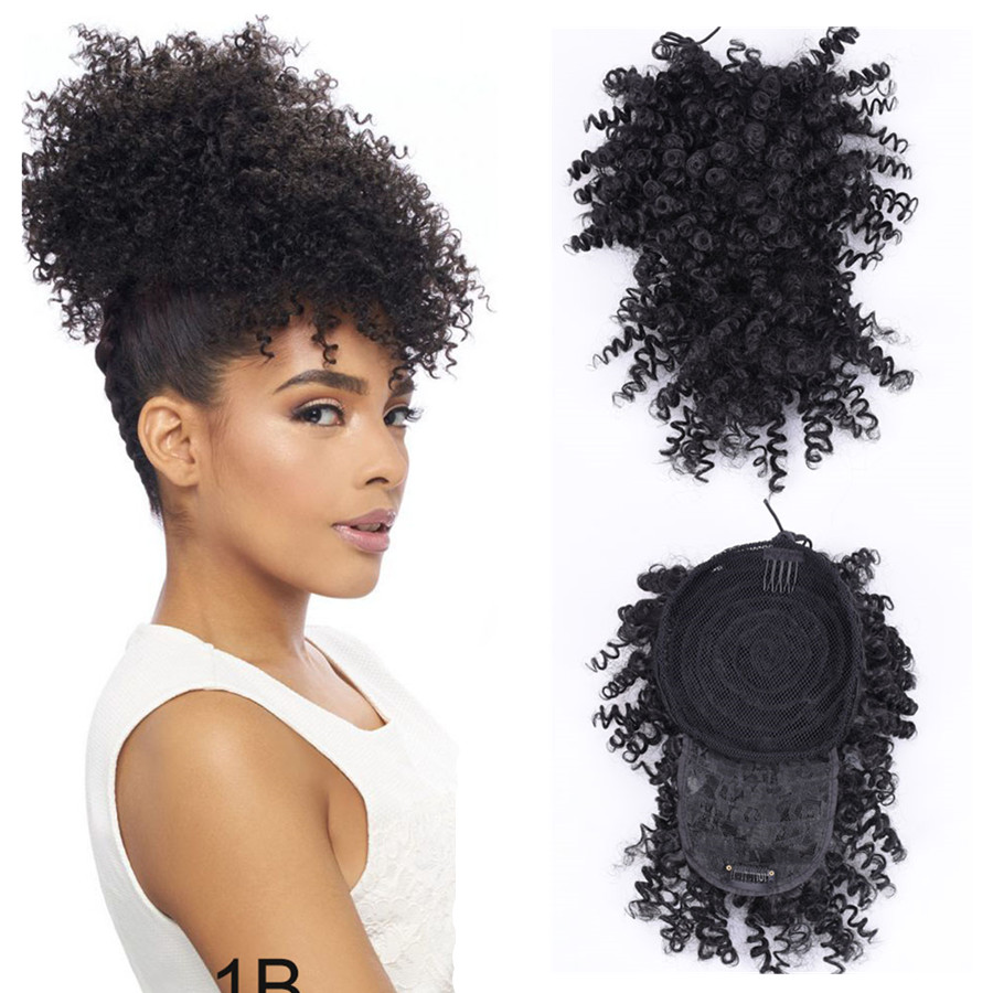 High Puff Afro Kinky Curly Drawstring Ponytail Synthetic Hair Extensions  Hair Ponytail with Clip in