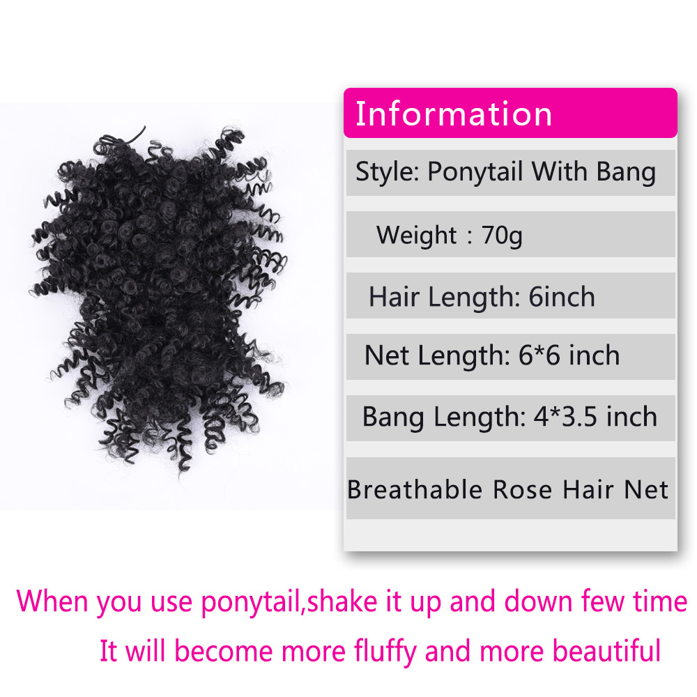 High Puff Afro Kinky Curly Drawstring Ponytail Synthetic Hair Extensions  Hair Ponytail with Clip in