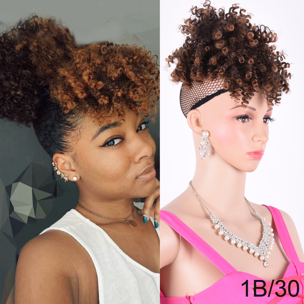 High Puff Afro Kinky Curly Drawstring Ponytail Synthetic Hair Extensions  Hair Ponytail with Clip in
