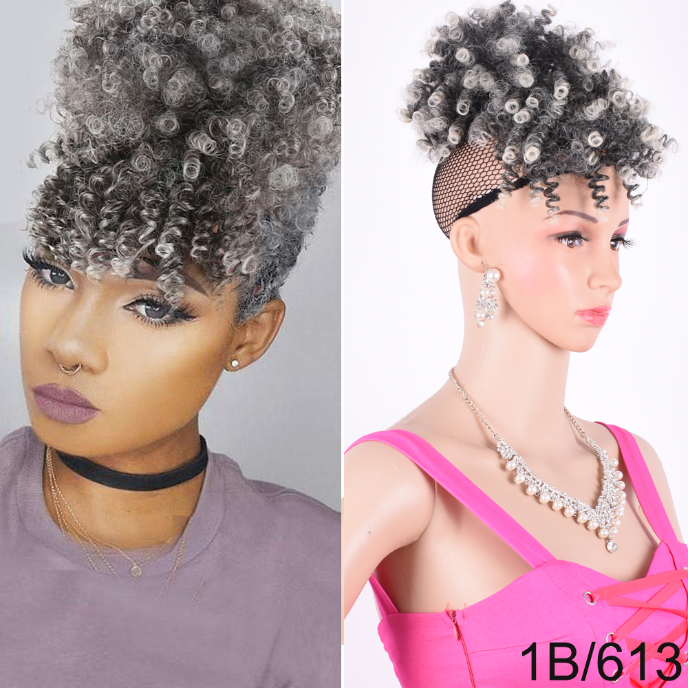 High Puff Afro Kinky Curly Drawstring Ponytail Synthetic Hair Extensions  Hair Ponytail with Clip in