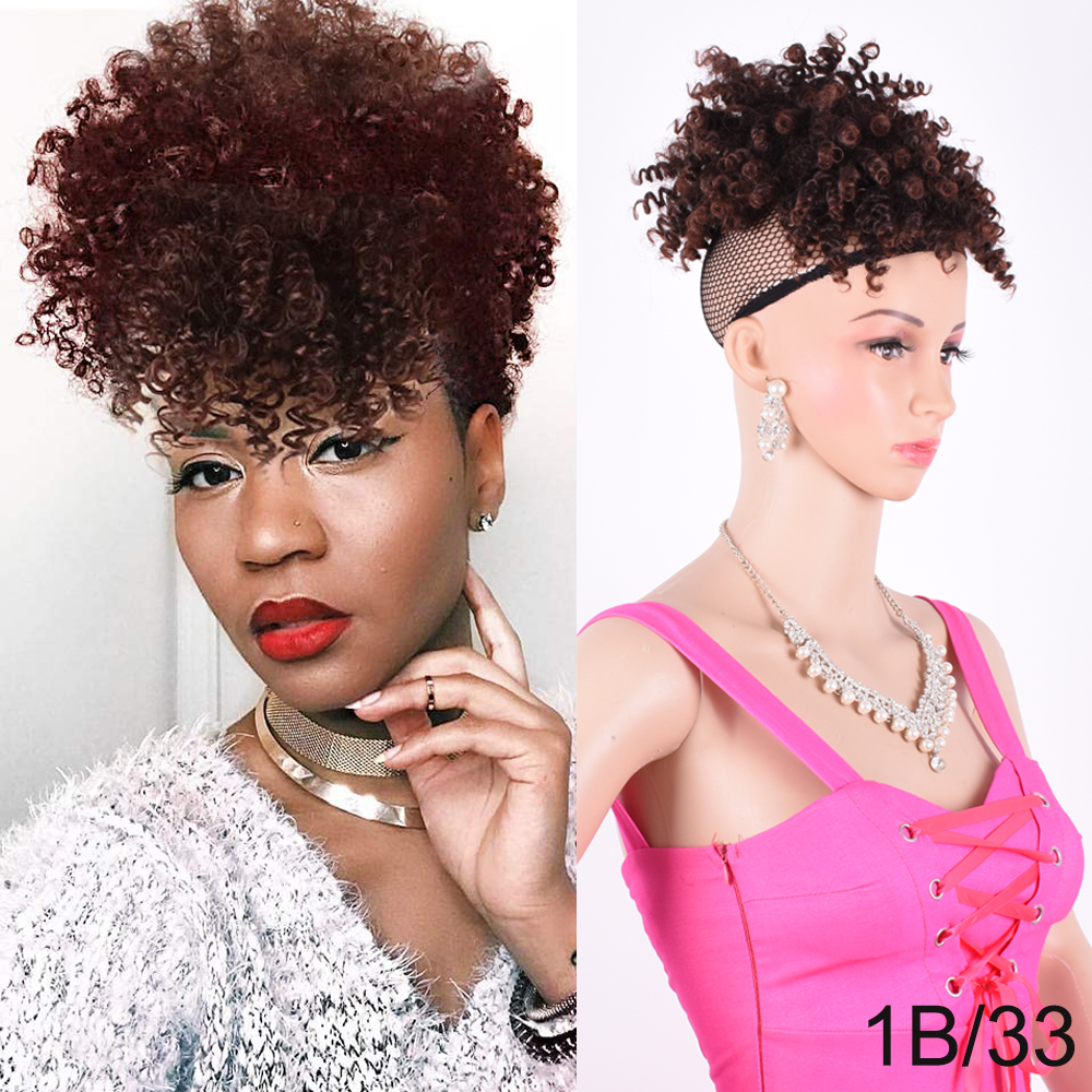 High Puff Afro Kinky Curly Drawstring Ponytail Synthetic Hair Extensions  Hair Ponytail with Clip in