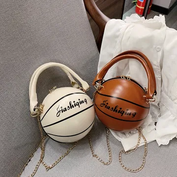 Basketball Shaped Purse Cross Body Bag, Women's Crossbody Bag Handle Tote  Messenger Shoulder Bags Ball Shape PU Leather Round Handbags for Women