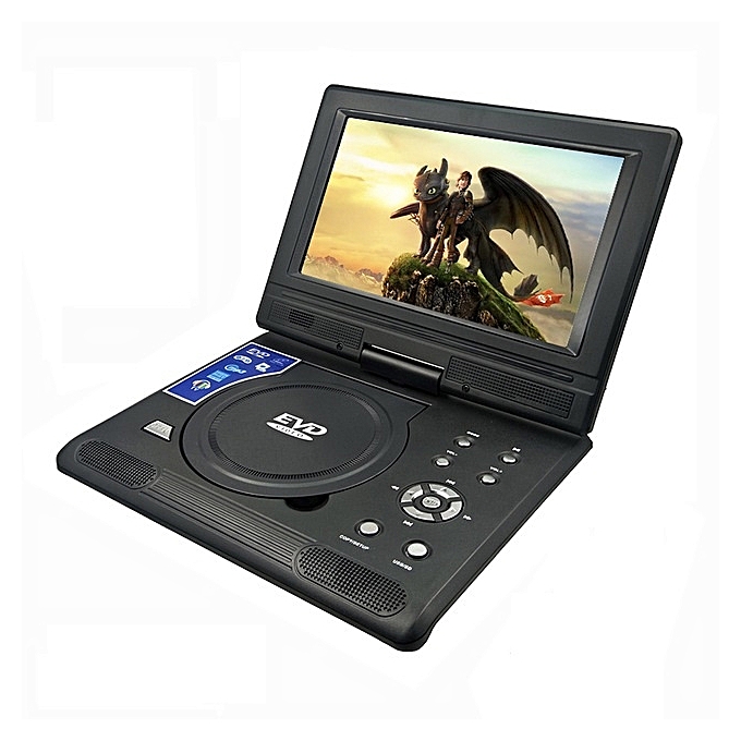 PREMIER 12.8" Portable EVD/DVD Player with TV Player Card Reader/USB Game,FM RADIO, DVD Swivel & Rechargeable Battery Rotates 270 Degrees,Built-in Speaker TFT SD CARD,3D,MMCMultimedia card AC/DC 12V,