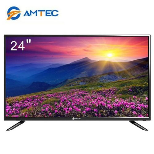 Amtec 24L12- 24" Inch HD Clear Motion Digital Television LED TV AC/DC Inbuilt Decoder for Local Channels USB HDMI VGA Ports Wide Color Enahncer Multilanguage