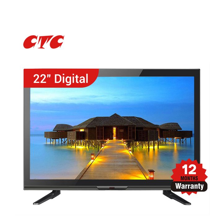 CTC 22" inch Digital Full HD LED TV AC/DC (12V) Television,Inbuilt Decoder for Local Channels, Multiple HDMI&USB Ports,Energy Saving 1 Year Waranty