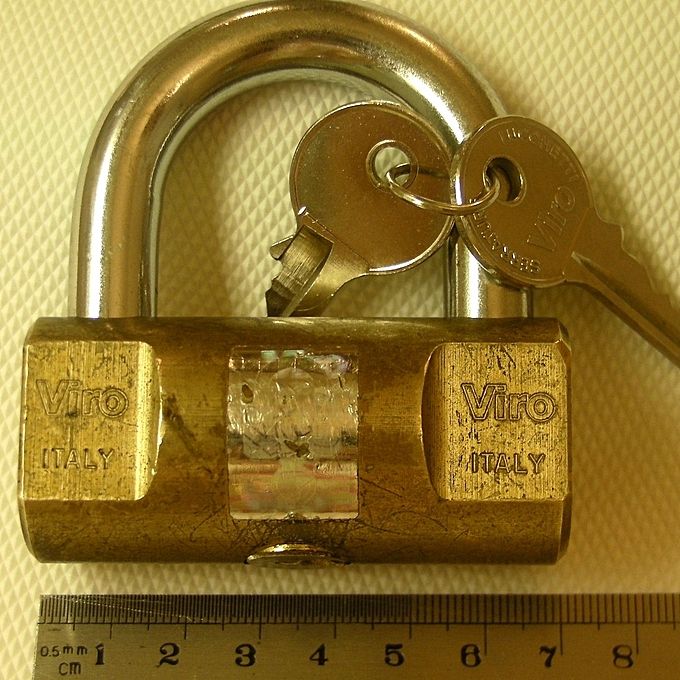 Viro 105 Cylindrical Brass Padlock 80mm Made in Italy