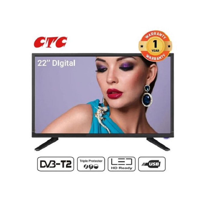 CTC 22 Inch Digital TV Full HD Television Energy Saving with 12 Months Warranty black