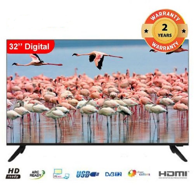 CTC 32" Inch AC/DC Frameless Digital TV LED HD Television Inbuilt Decoder,USB HDMI,VGA Wide Color Enhancer Multilanguage + Free Extension+Bracket