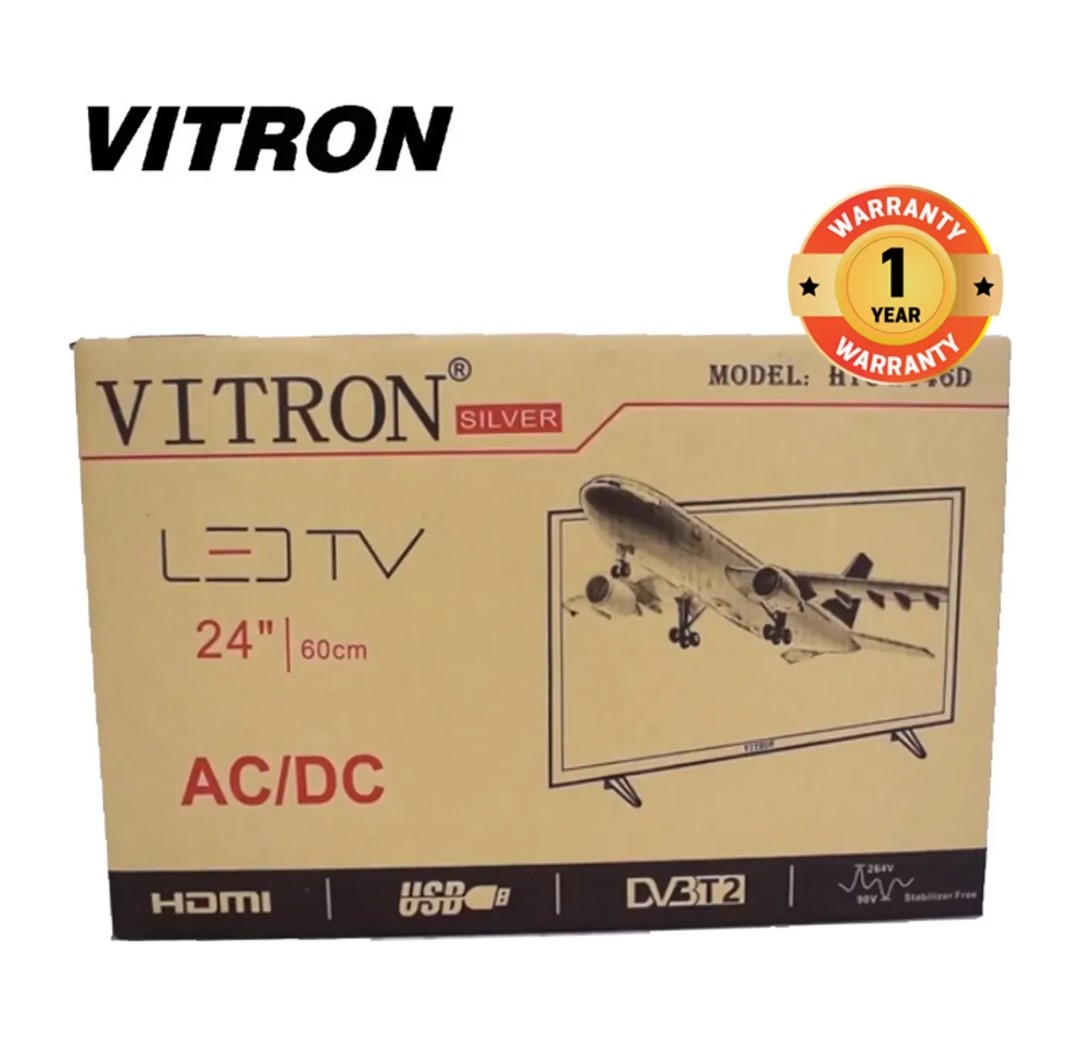 VITRON HTC2446 24" INCHES Television HD Digital Television AC/DC LED TV INBUILT DECODER With HDMI Output and USB VGA ports Wide Color Enhancer+ 6 FREE GIFTS