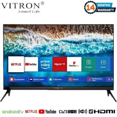 VITRON 32 INCH Smart Android TV Digital QLED TV HTC3288QS FRAMELESS Inbuilt Decoder for local channels Inbuilt WIFI Netflix YouTube App store 2*USB 3*HDMI Ports ICAST VITRON TV Vitron32 + 8 FREE GIFTS