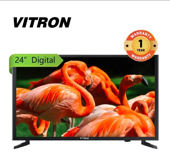 VITRON HTC2446 24" INCHES Television HD Digital Television AC/DC LED TV INBUILT DECODER With HDMI Output and USB VGA ports Wide Color Enhancer+ 6 FREE GIFTS