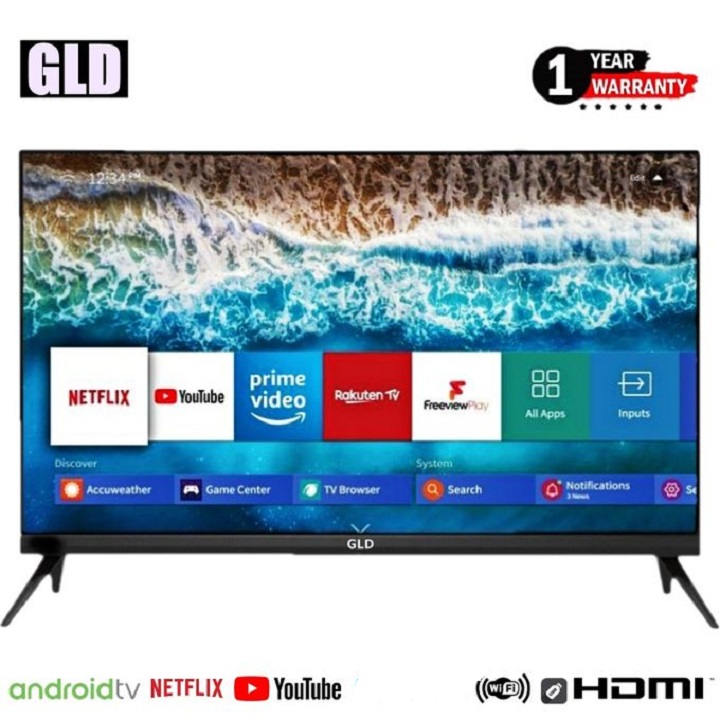 GLD 32" INCHES,FRAMELESS SMART BLUETOOTH ENABLED-ANDORID TV SMART,NETFLIX +YOUTUBE,WIFI Connectivity TELEVISION INBUILT DECODER WIDE COLOR ENHANCER USB PORTS HDMI PORTS + 8 FREE GIFTS