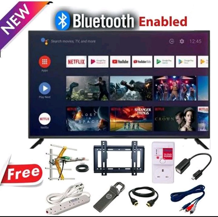 Amtec 32R1S 32" inch Bluetooth enabled Television Smart Android TV Digital TV Inbuilt Decoder Built-in WIFI Appstore 1GB DDR,8GB RAM,4-CORE LED TV+ 8 FREE GIFTS