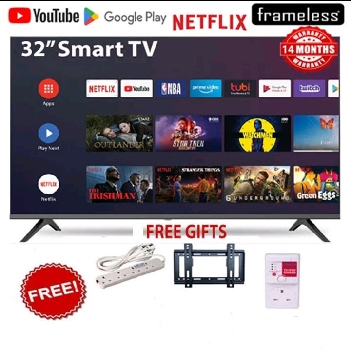 Vitron HTC3200S,FRAMELESS BLUETOOTH TV 32 Inch Smart Android TV Inbuilt Decoder HDMI,USB,Netflix,Youtube, Google Playstore 14 Months Warranty+ FREE TV Guard+Bracket+Extension