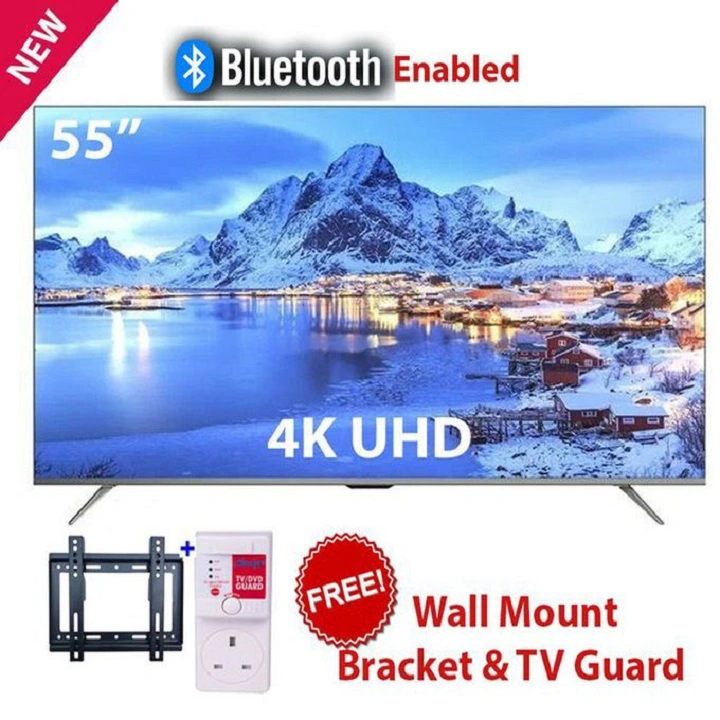 VITRON 55" Inch TV HTC55W  BLUETOOTH 4K UHD TV Television Smart Android DIGITAL TV,Netflix,Youtube PrimeVideo Bluetooth Enabled INBUILT DECODER 1.5GBRAM,8GBROM WideColor Enhancer+FREE TV GUARD+BRACKET