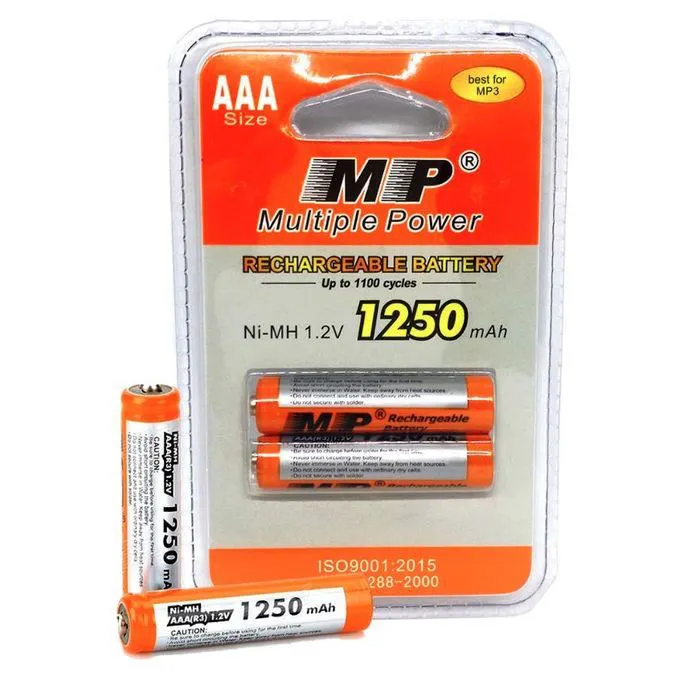 Multiple Power Rechargeable AAA Batteries 1.2V 1250mAh – Pack of 4, Long-Lasting, Eco-Friendly"