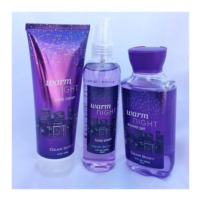 Dear Body Warm Night for Women 3in1 Shower Gel, Body Splash & Cream - Luxurious Skincare Set with Aloe Vera, Vitamin E, and Cocoa Butter for Soft, Moisturized, and Fragrant Skin