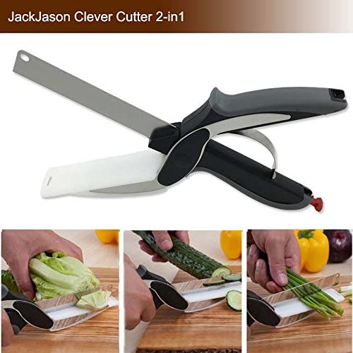 2 in 1 Multifunction Scissors Kitchen Knife Clever Cutter Stainless  Shown in the picture one size