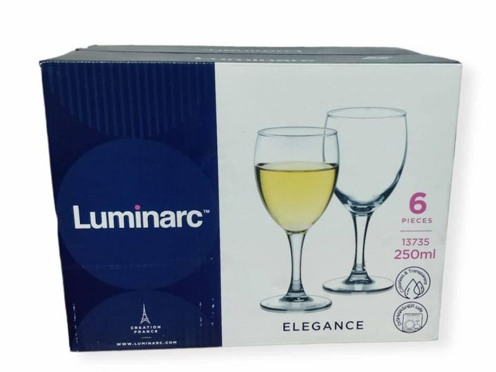 13735 Luminarc Elegance Kitchen Wine Glass 250ml a set of 6pcs clear as pictured