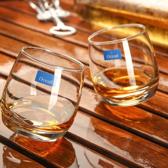 6pcs Thailan Ocean Cuba Roly-poly Rotate Whisky Rock Kitchen Glass Clear as Pictured
