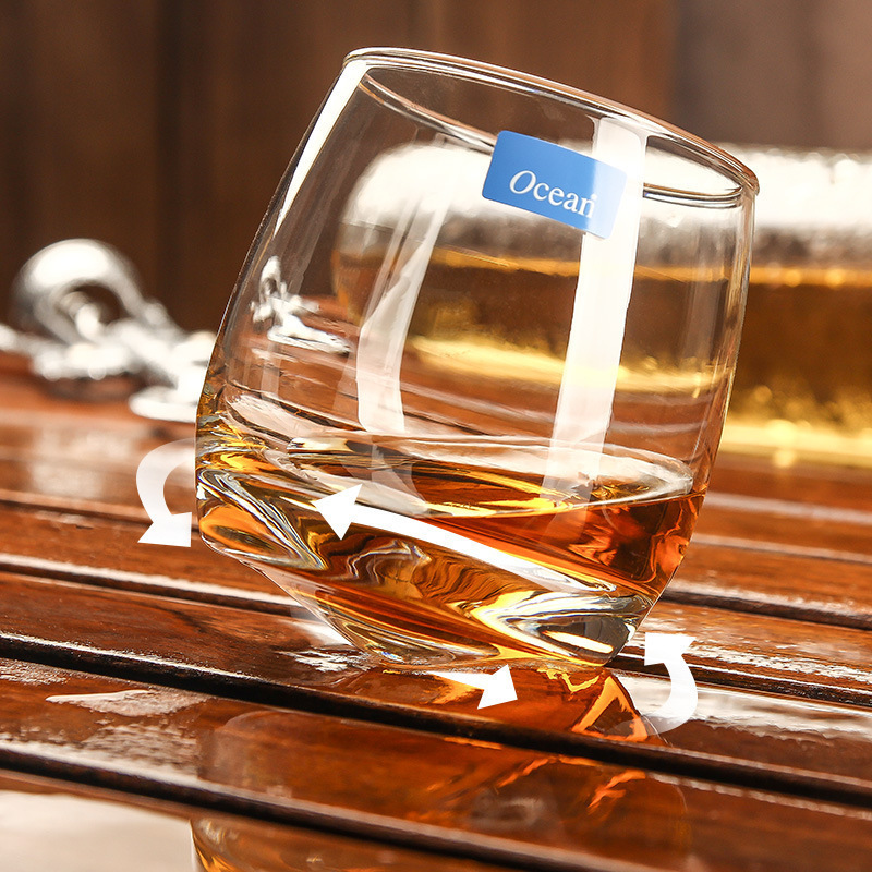 6pcs Thailan Ocean Cuba Roly-poly Rotate Whisky Rock Kitchen Glass Clear as Pictured