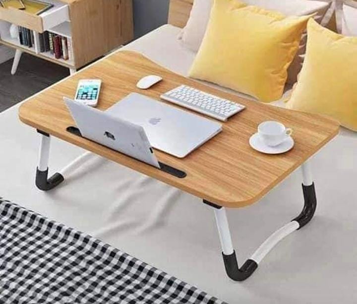 Multi-purpose foldable portable laptop desk with (cup slot + tablet slot)