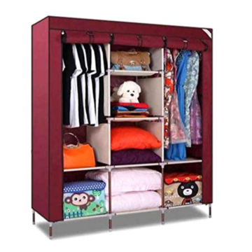3 Columns Wooden Large Capacity Wardrobe Assemble Closets Portable Home Storage