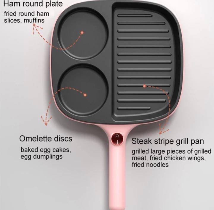 Three slots Electric Mini frying pan