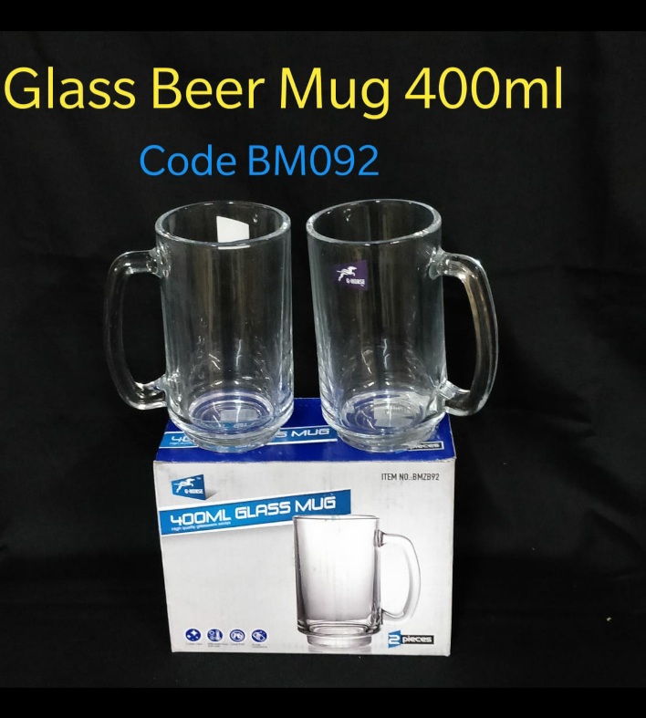 High Quality Kitchen Glass beer mug 400ml 2pcs