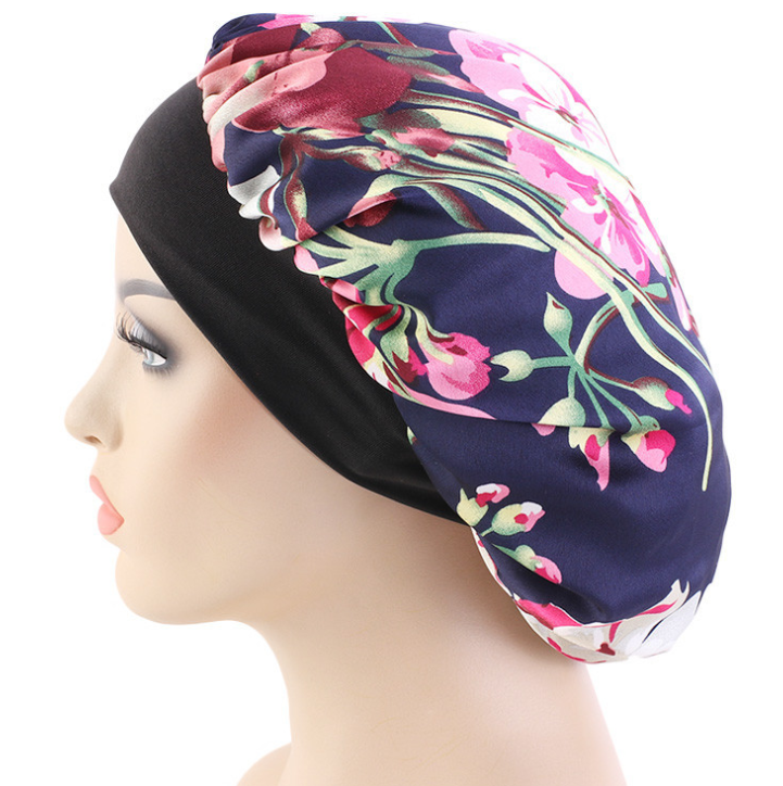 Satin turban hat sleep cap hair accessories silk hat fashion turban headwear night sleep cap brown