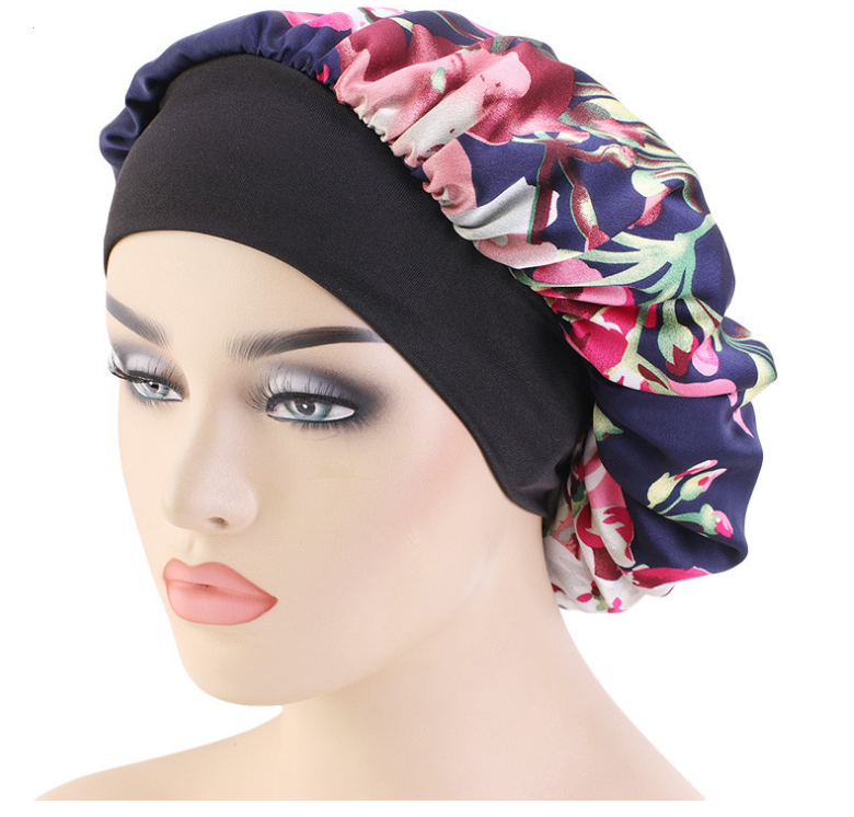 Satin turban hat sleep cap hair accessories silk hat fashion turban headwear night sleep cap brown