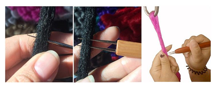 Crochet Hook For Dreadlocks Wig Needle 1/2/3 Hook Needle Hair  Tool Braider Bamboo Needle 0.5/0.75mm