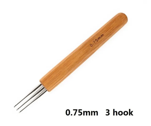 Crochet Hook For Dreadlocks Wig Needle 1/2/3 Hook Needle Hair  Tool Braider Bamboo Needle 0.5/0.75mm