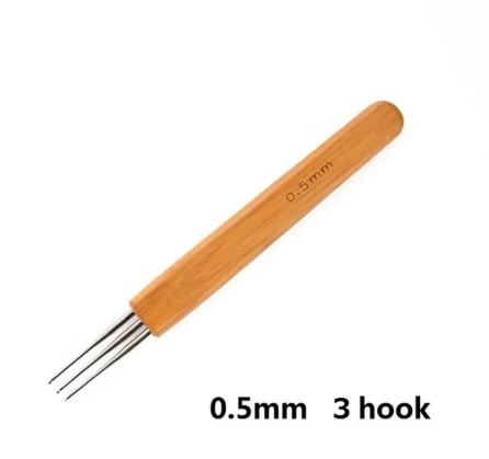Crochet Hook For Dreadlocks Wig Needle 1/2/3 Hook Needle Hair  Tool Braider Bamboo Needle 0.5/0.75mm