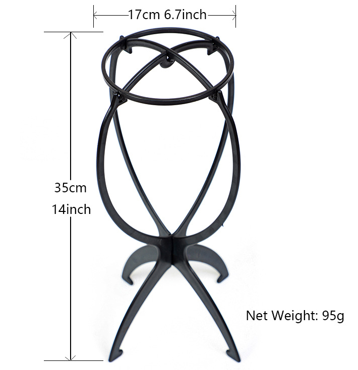 2PCS  portable folding durable wig hat hat holder display tool wig holder barber shop stand BLACK