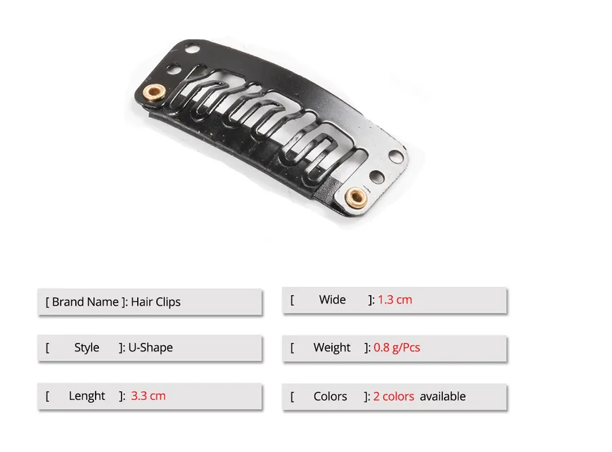 Clip In Hair Extension Wig Clips For Human Hair Bangs Snap Hair Clips For Metal Comb  Black  30 pcs