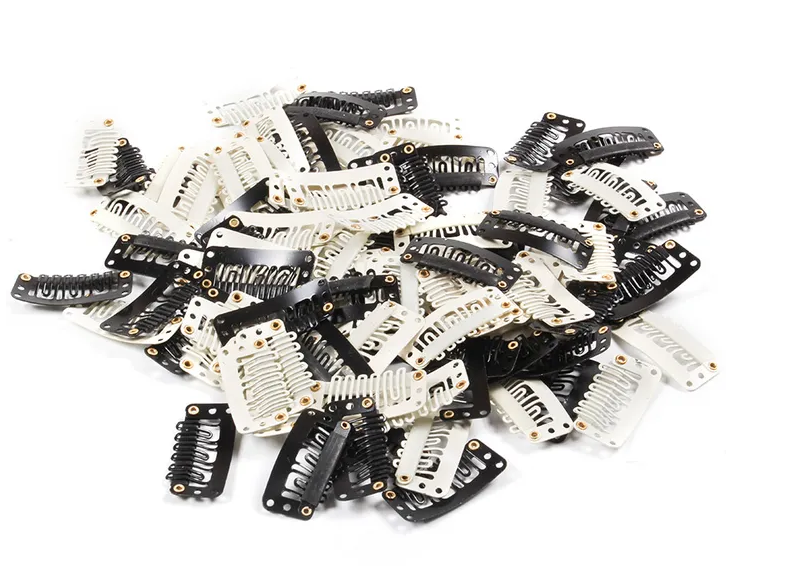 Clip In Hair Extension Wig Clips For Human Hair Bangs Snap Hair Clips For Metal Comb  Black  30 pcs